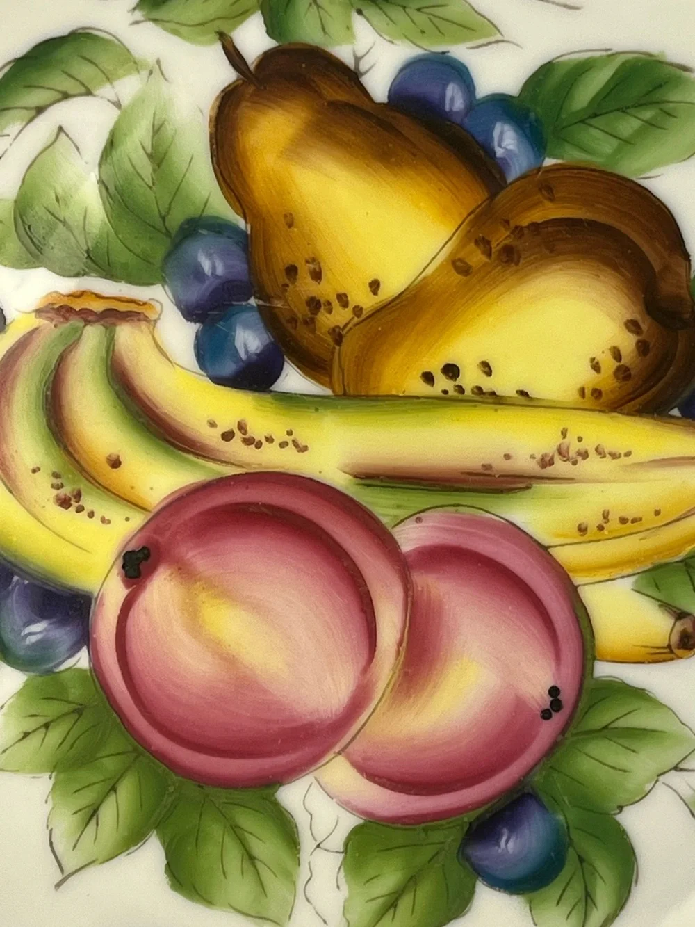 Vintage Signed M. Ando Plate 7 1/4 in Diam. Hand Painted Fruit Ware MCM Dining